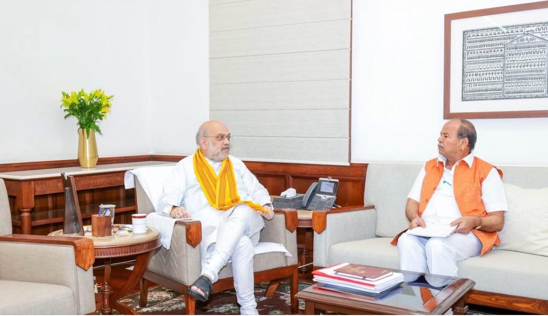 In a meeting with the Union Home Minister.