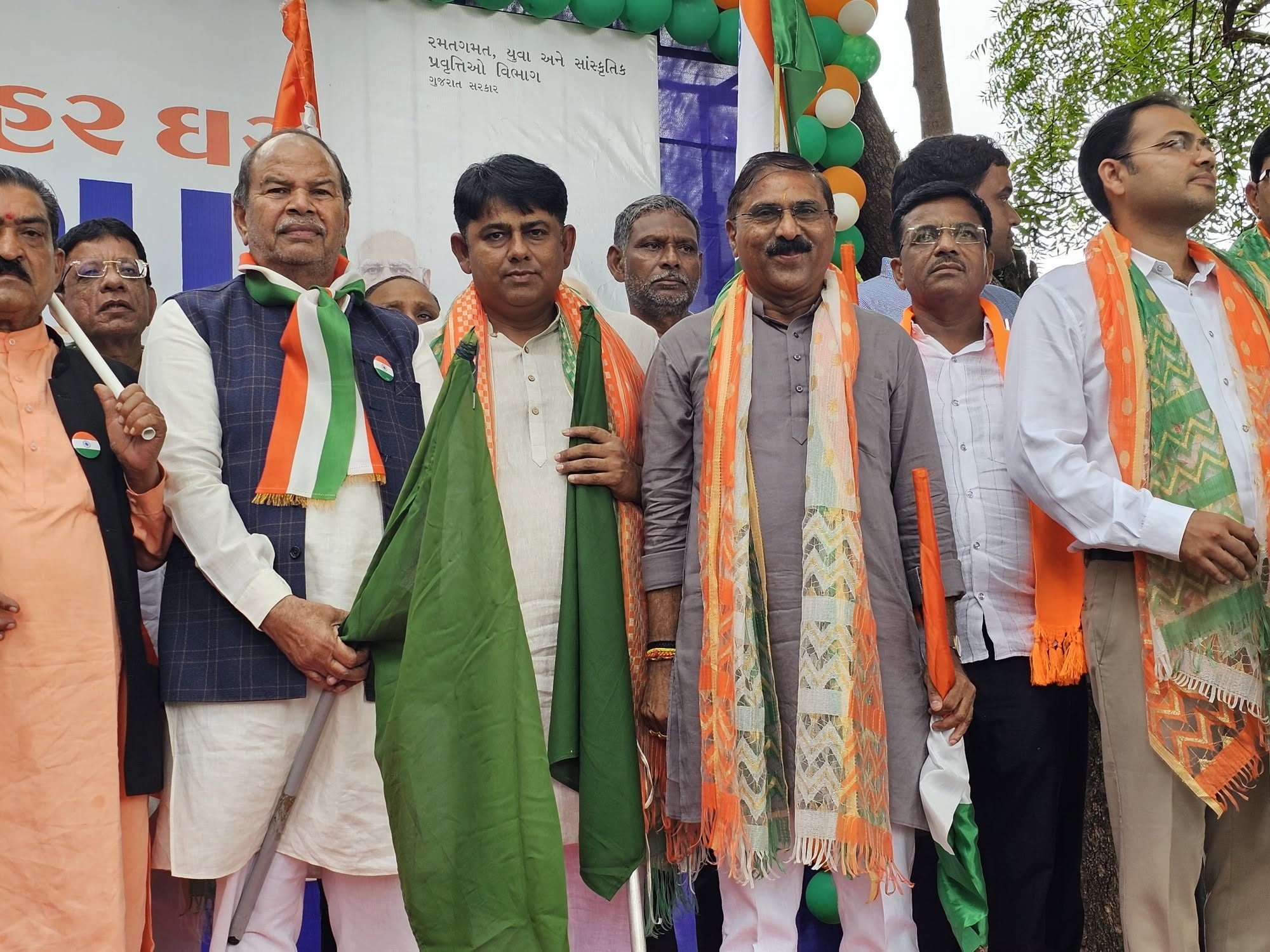 At the flag-off of a Har Ghar Tiranga procession organised by the district administration.
