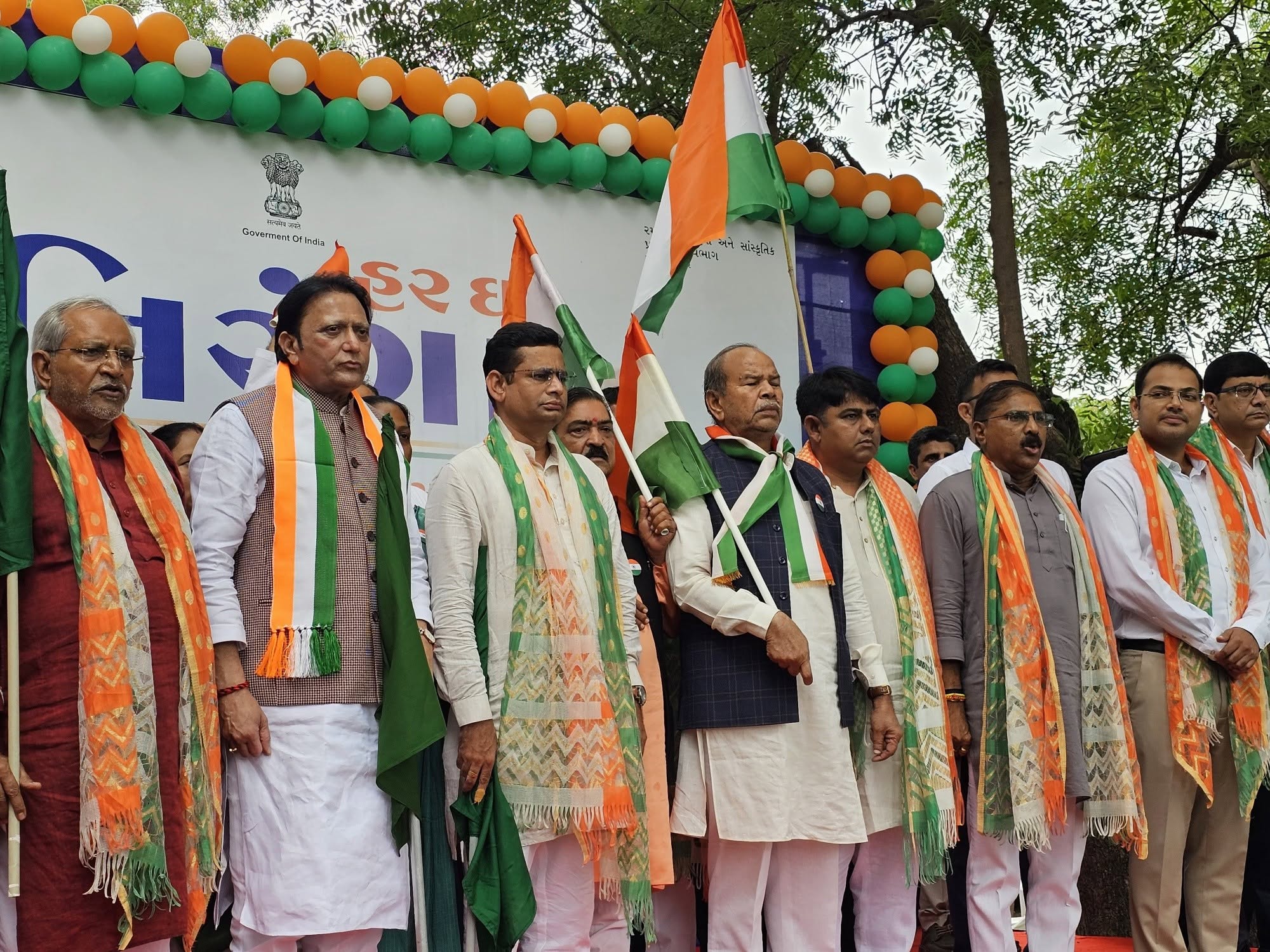 With fellow participants at a Tiranga Yatra public programme.