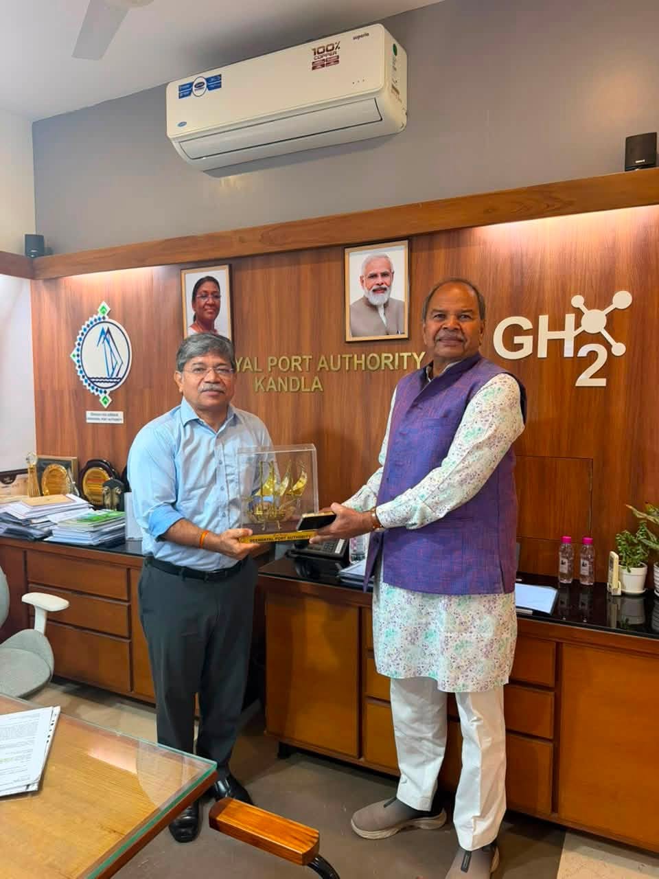 During a visit to the Deendayal Port Authority at Kandla.
